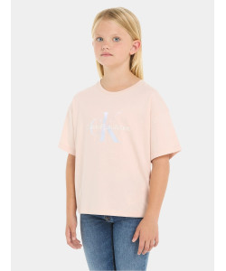 Dievčenské ružové tričko s potlačou Calvin Klein Jeans