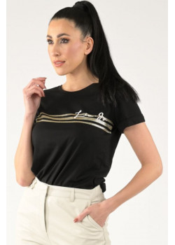Čierne tričko LIU-JO so zlatou potlačou