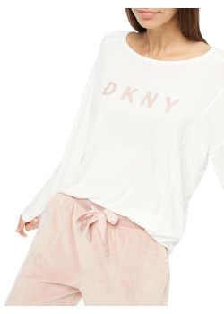 Dámske biele tričko s dlhým rukávom DKNY