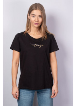 Dámske čierne tričko LIU-JO so zlatou potlačou