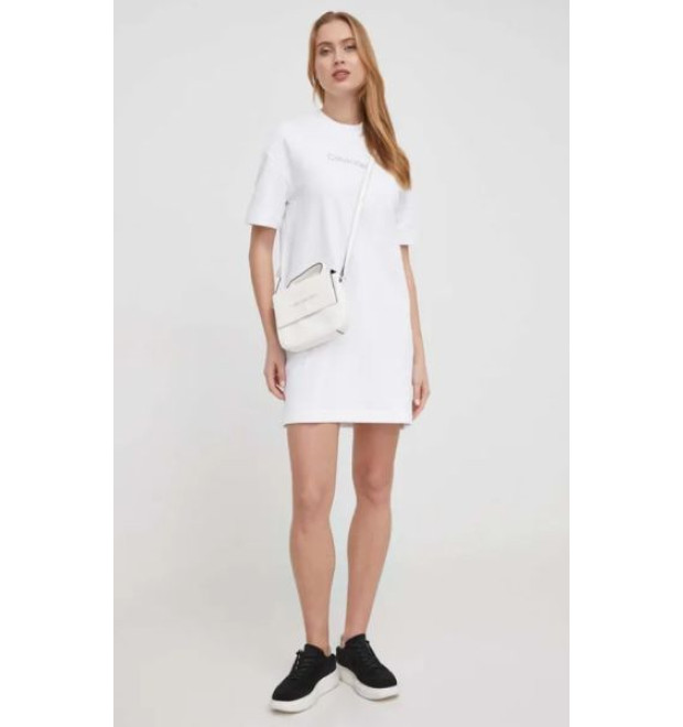 Biele tričkové šaty Calvin Klein Biele tričkové šaty Calvin Klein