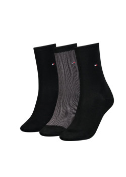 Sada ponožiek Tommy Hilfiger 3 páry v čiernej farbe