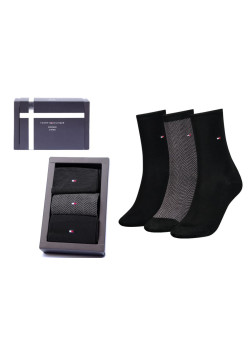 Sada ponožiek Tommy Hilfiger 3 páry v čiernej farbe