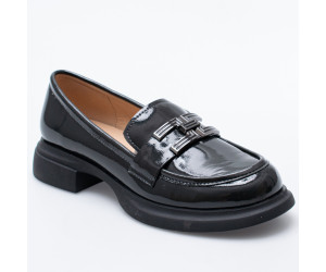 ČIERNE LESKLÉ KOŽENÉ ELEGANTNÉ MOKASÍNY