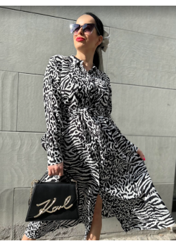 Dlhé šaty Karl Lagerfeld so zvieracím vzorom čierne