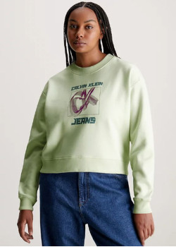 Dámska voľná zelená mikina Calvin Klein Jeans