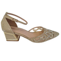 Elegantné zlaté sandále Menbur na hrubom podpätku Elegantné zlaté sandále Menbur na hrubom podpätku