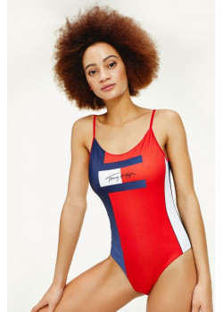 jednodielne plavky Tommy Hilfiger Blue/red