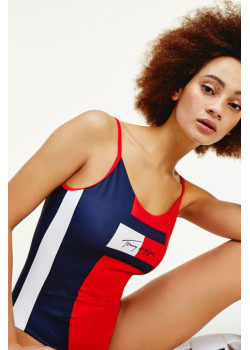 jednodielne plavky Tommy Hilfiger Blue/red